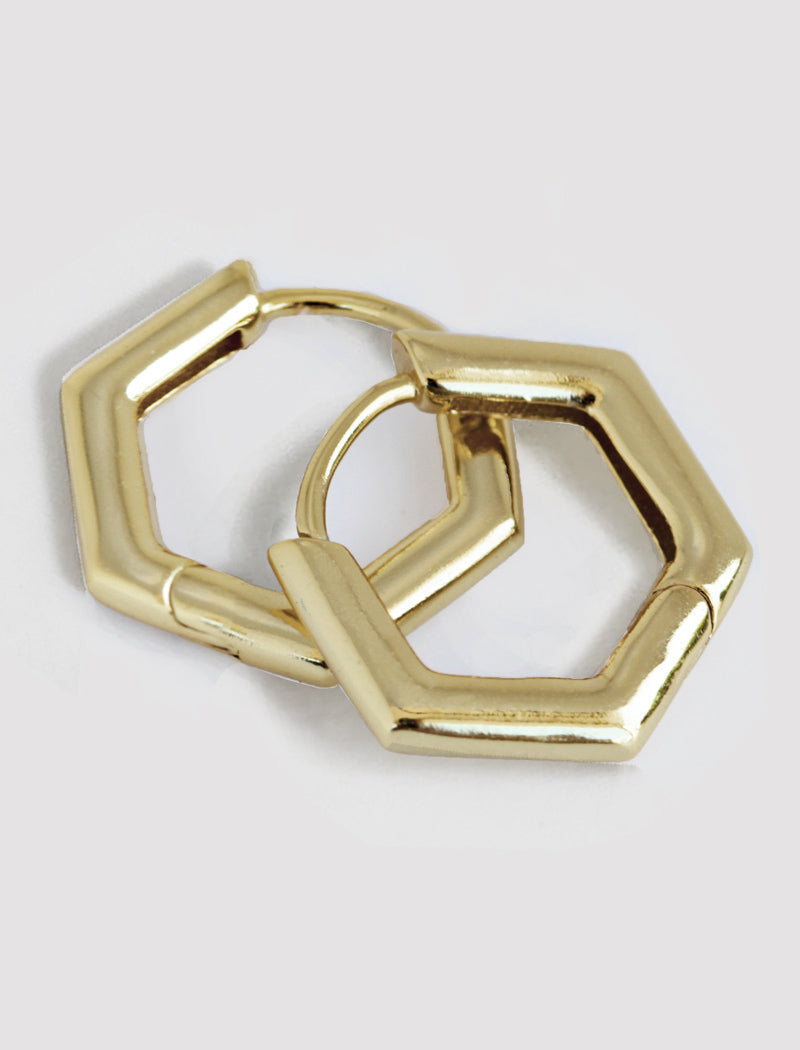 INNOVATE Hexagon Mini Hoop Earrings | 18K Gold Over Sterling Silver