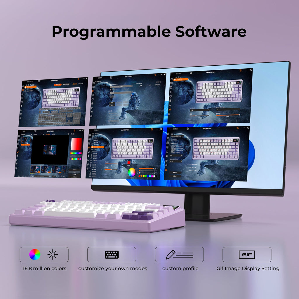 XVX K75 Pro 75% CNC Aluminum Wireless Gasket Mechanical Keyboard