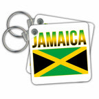 3dRose Key Chains The green, yellow, and black national flag of the island of Jamaica. (kc-295586-1)
