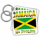 3dRose Key Chains The national flag of the island of Jamaica and phrase, No Problem. (kc-295587-1)