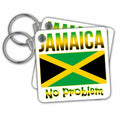 3dRose Key Chains The national flag of the island of Jamaica and phrase, No Problem. (kc-295587-1)