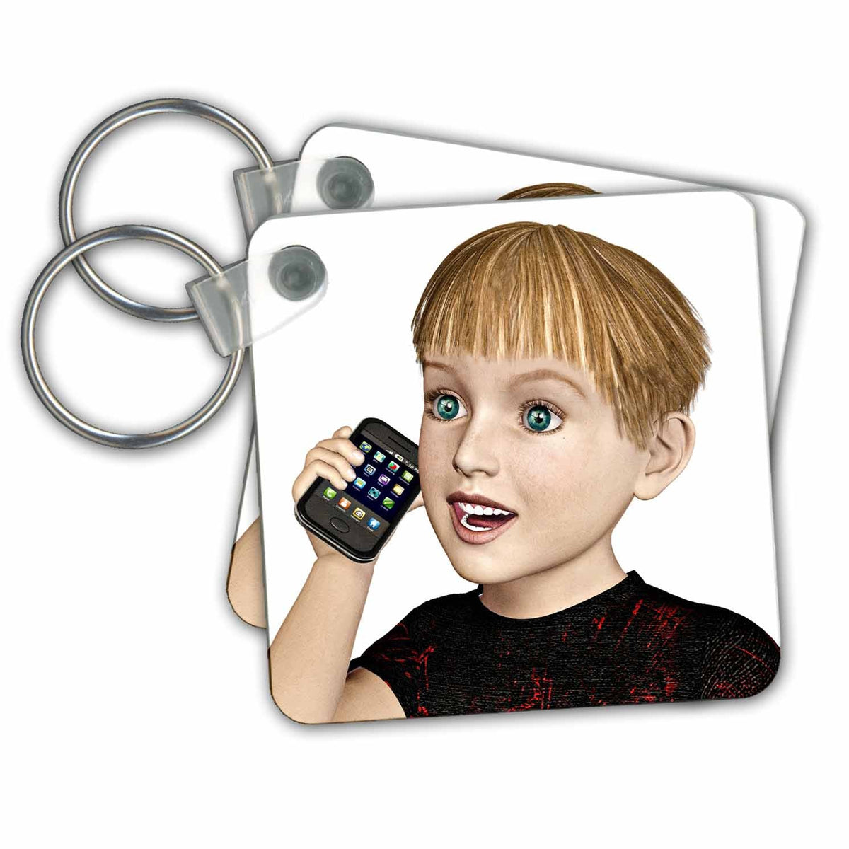 3dRose Key Chains Boy Using a Cell - Phone (kc-62991-1)