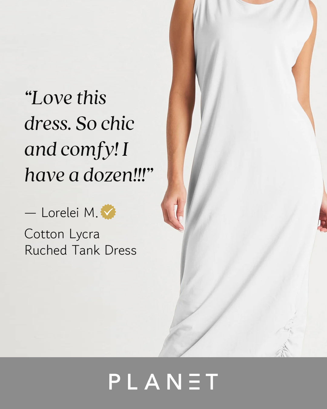 Cotton Lycra Ruched Tank Dress - Titanium