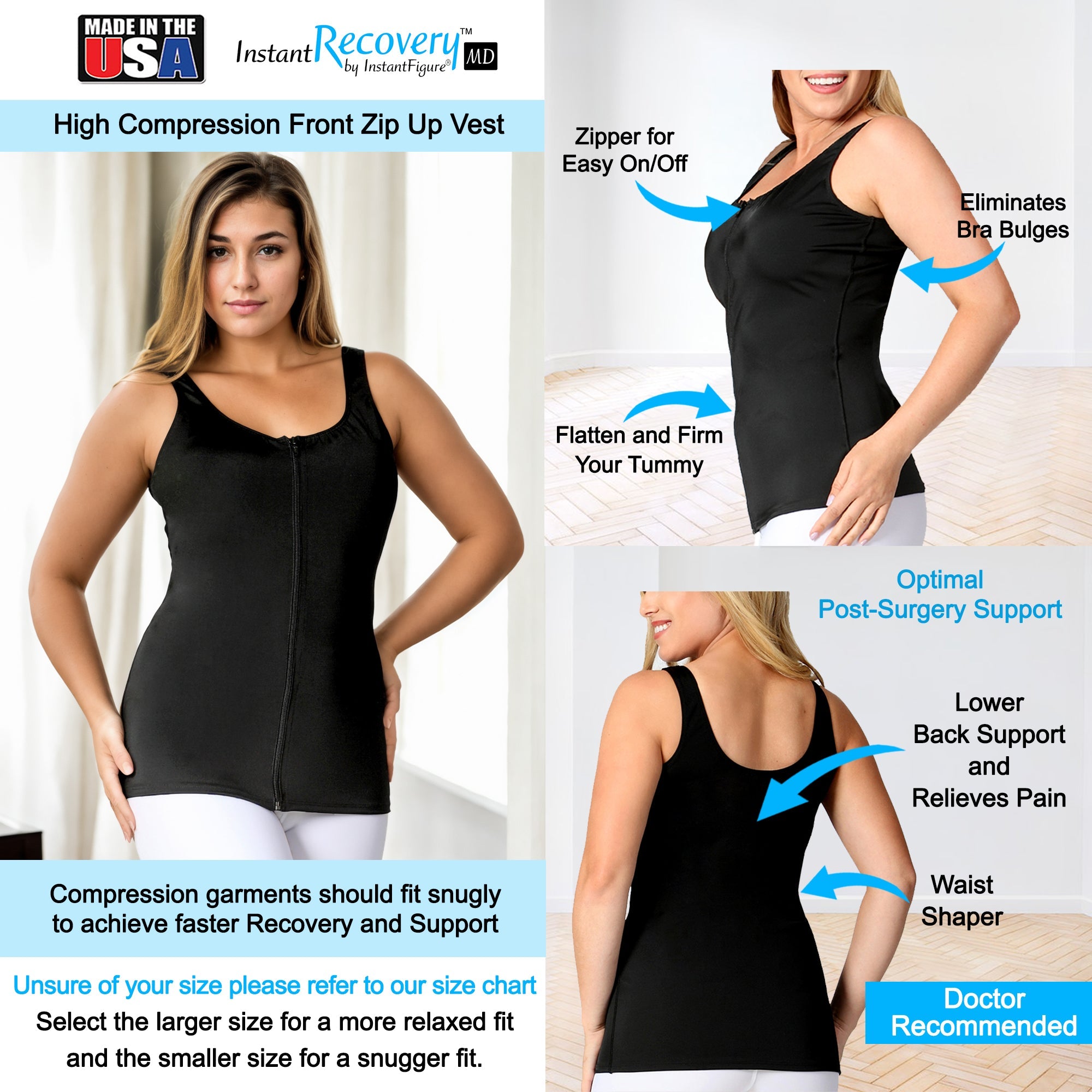 InstantFigure Front Zip Up Vest MD209