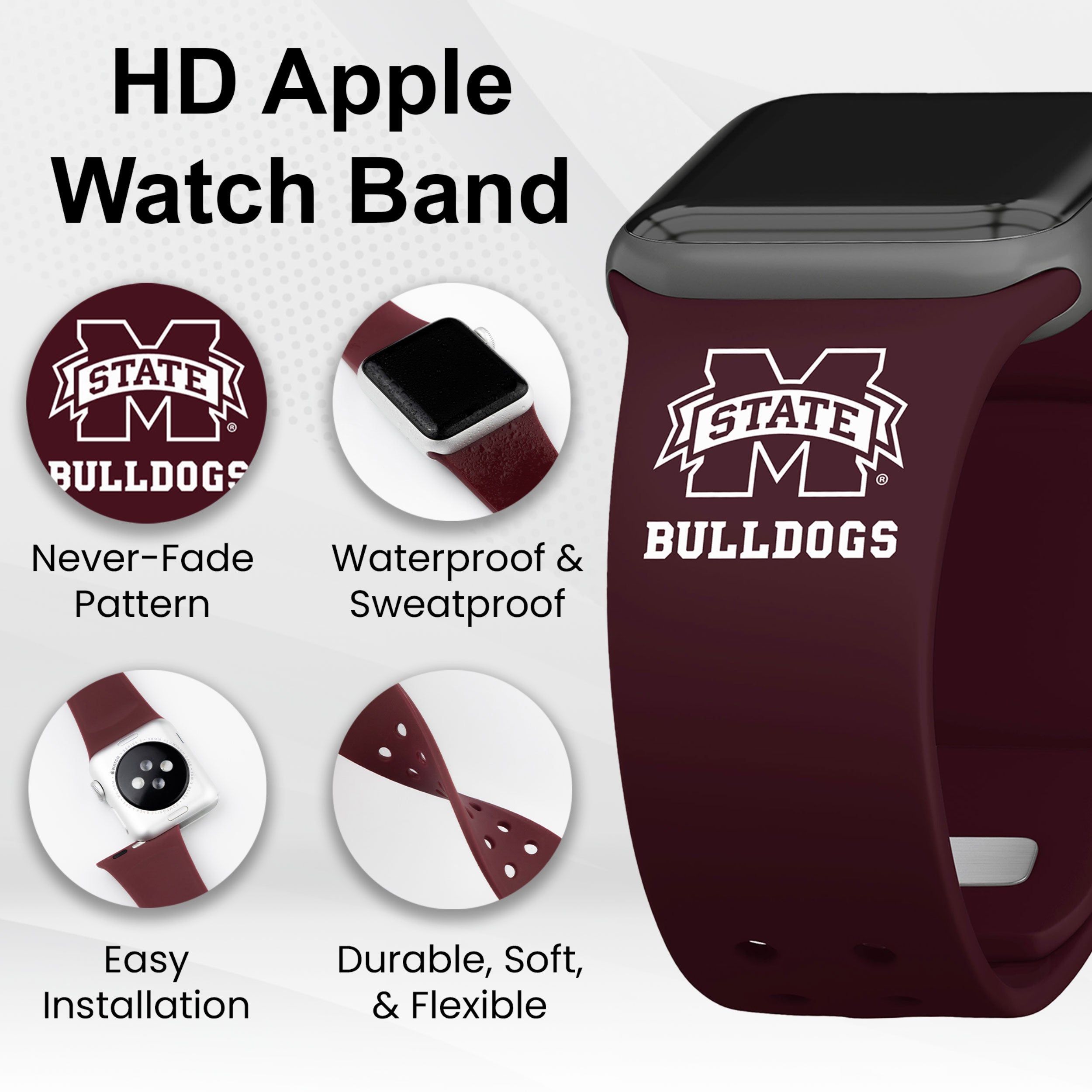 Mississippi State Bulldogs HD Apple Watch Band