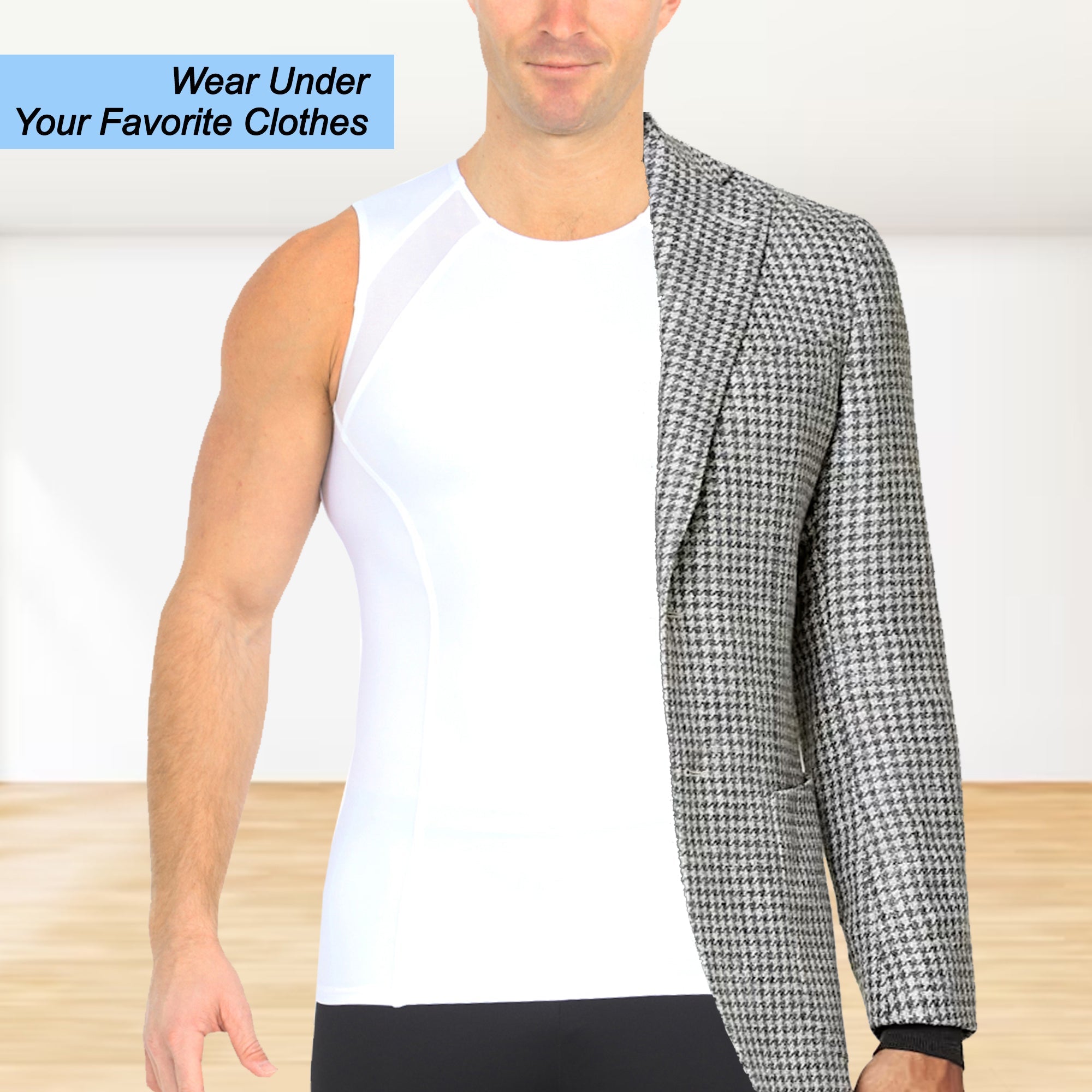 Insta Slim Compression Side & Back Mesh Panel Sleeveless Crew Neck MSC2307
