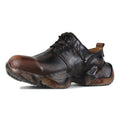 Men's Leather athletic walking Moto Boots OS-5008-S-2 Vintage Brown