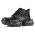 Men's Leather athletic walking Moto Boots OS-5008-S-1 Retro Darkbrown