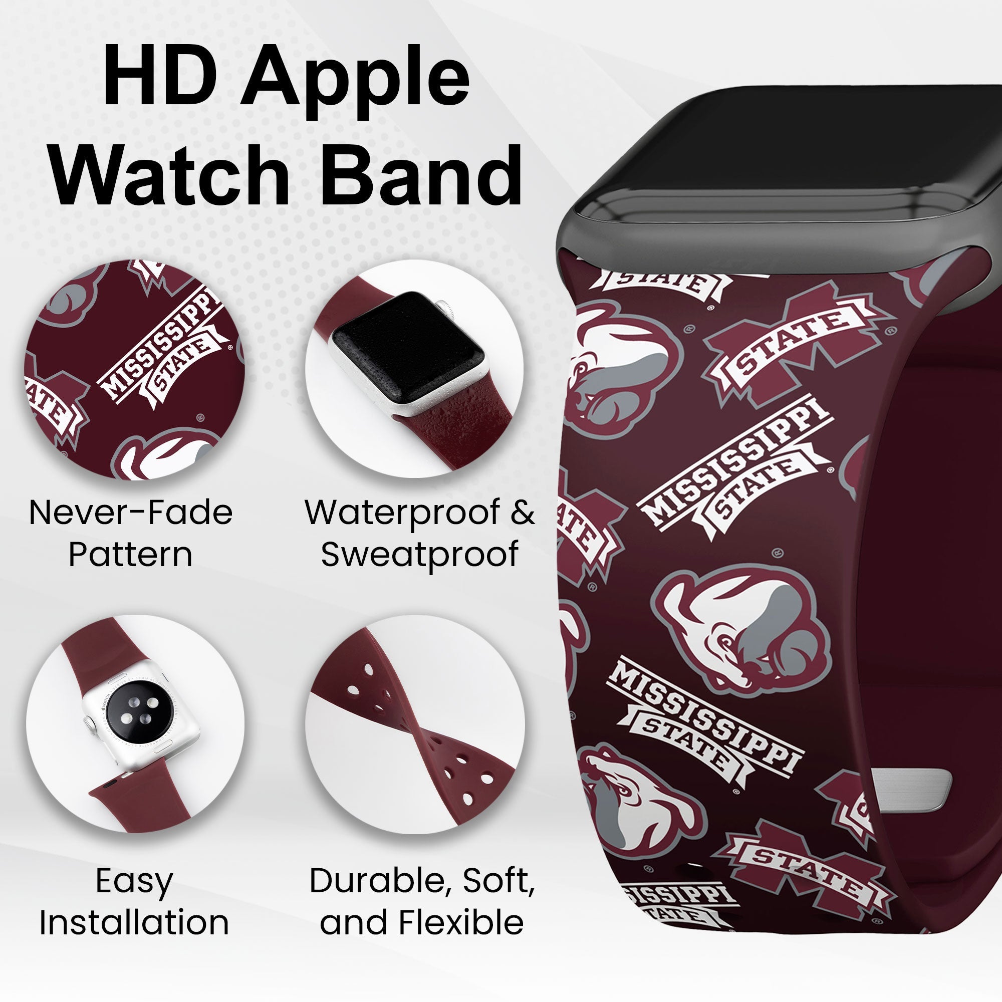 Mississippi State Bulldogs HD Apple Watch Band