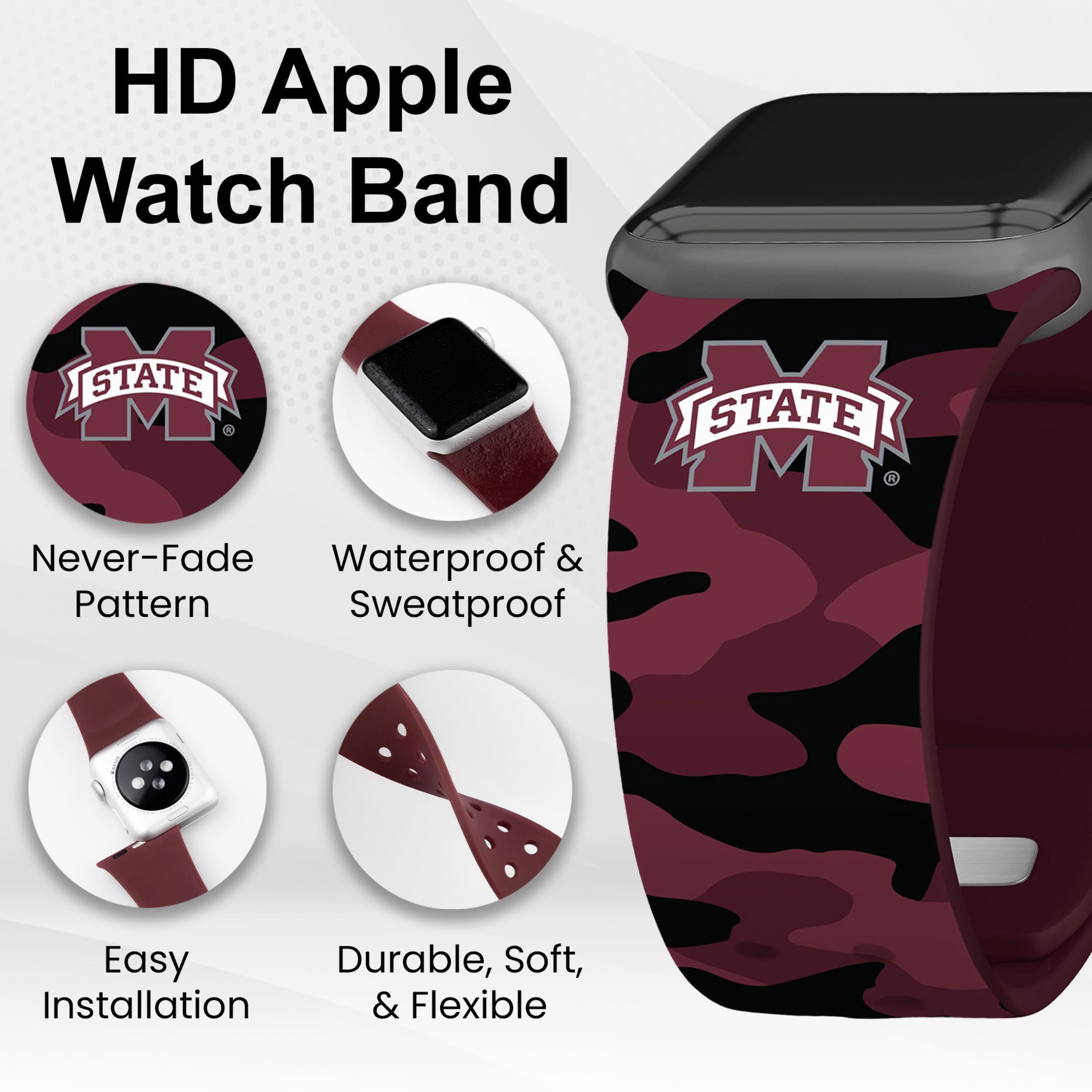 Mississippi State Bulldogs HD Apple Watch Band
