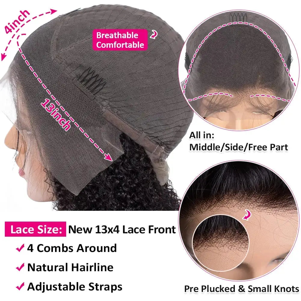 Mongolian | Kinky Curly | Human Hair | Lace Front | Lace Closure Wig