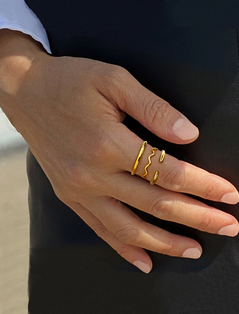 RAMEN NOODLE Wavy Stackable Ring | 18K Gold over Sterling Silver