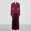 Fashionable Elegant High End Embroidered Stand Collar Single Breasted Top Pleated High Waist Skirt Sets