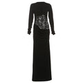Autumn Winter Women Solid Color Sexy round Neck Lace Hollow Out Cutout Slim Sheath Dress