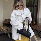 Design Mid Length Trench Coat for Women Autumn Winter Trendy Loose Figure Flattering