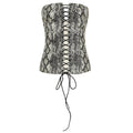 Sexy Women Clothing Leather Animal Pattern Waist Shaping Lace up Tube Top Waist Tight Adjustable Vest Top Summer
