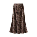 Leopard Print Women Autumn Winter High Waist Slimming Fishtail Skirt Mid Length One Step Skirt