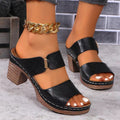 Arrival Summer Wedge One Word Strap Peep Toe Slippers Women Thick Heel Beach Sandals