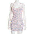 Women Clothing Winter Tight Collarless Sleeveless Sequin Sling Bare Back Sheath Dress