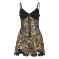 Autumn Winter Sexy Backless Slim Fit See through Lace Leopard Splicing Slip Dress Women