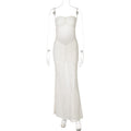 Mesh Stitching Dress Summer Women Sexy off Neck Tube Top Dress