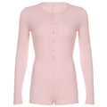 Solid Color Jumpsuit Autumn Slimming Breasted Bottoming Sexy Long Sleeve Romper