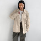 Autumn Winter Classic Retro Loose Minimalist Collared Long Sleeve Shirt Casual Shirt for Women
