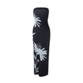 Women Clothing Summer Slim Fit Sexy Tube Top Printed Maxi Dress Straight Hair