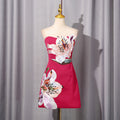 Sweet Tube Top Short Dress Niche Anti Aging Printed Design Sleeveless Waist A line Dress