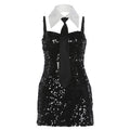 Autumn Winter Women Clothing Sexy Sequined Backless Sheath Dress