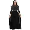 Women Wear Elegant Middle East Fix Rhinestone See through Dress