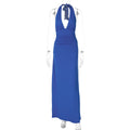 Women Clothing Summer Solid Color Sleeveless Sexy V neck Halter Strap Backless Dress