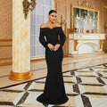 Women Clothing Advanced Long Sleeve off the Shoulder Cocktail Fishtail Evening Dress Bridesmaid Dress