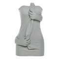 Autumn Winter Women Clothing Fashionable Personalized Chest Backless Solid Color Slim Fit Patchwork Sheath Dress