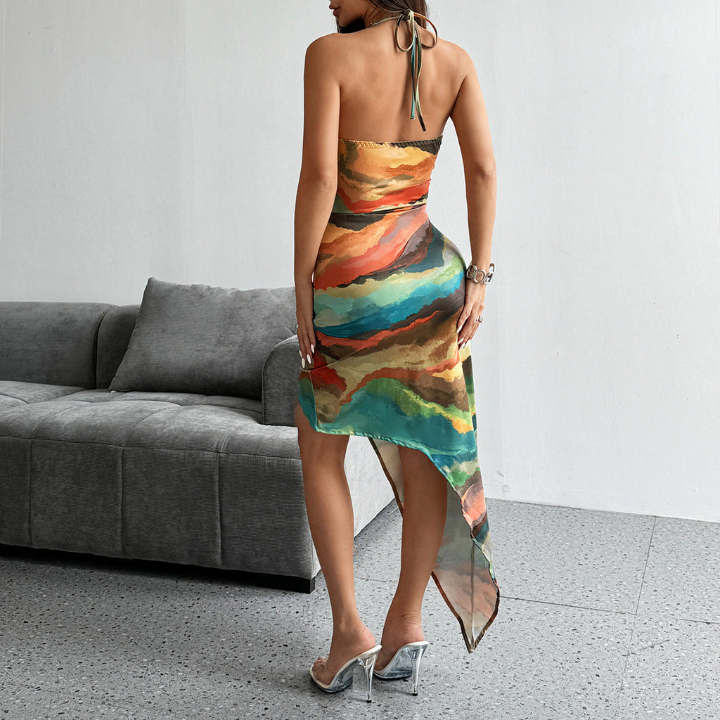 Women Autumn Sexy Backless Lace up Dress