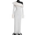 Women Clothing Autumn Winter Solid Color Casual Elegant Long Sleeve Diagonal Collar Slim Christmas Maxi Dress