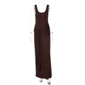 Women Trend Solid Color U Collar Sleeveless Vest Waist Trimming Lace up Tight Dress