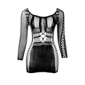 Sexy Solid Color Sexy Underwear Hollow Out Cutout out Long Sleeve Narrow Short Seduction Dress