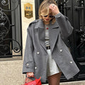 Autumn Winter Casual Laid Back All Match Mid Length Woolen Women Blazer