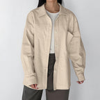 Autumn Winter Classic Retro Loose Minimalist Collared Long Sleeve Shirt Casual Shirt for Women