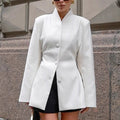 White Simple Waist Fitted Slim Fit Small Business Blazer Women Spring Casual