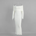 Knitted off Shoulder Long Sleeved Dress Autumn Winter off Shoulder Hip Knitwear Dress Women