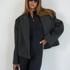 Fall Winter Short Blazer Women All Matching Youthful Looking Lace up Waist Woolen