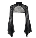 Women Clothing Autumn Halloween Dark Slightly Transparent Spider Web Smock Top Gothic Two Piece Dress Set