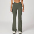High Waist Nude Feel Bell Bottom Pants Women Cross Waist Wide Leg Bootcut Trousers Outdoor Casual Sports Bell Bottom Pants