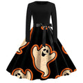 Women Clothing with Bowknot Halloween Dress Long Sleeve round Neck Holiday Princess Dress