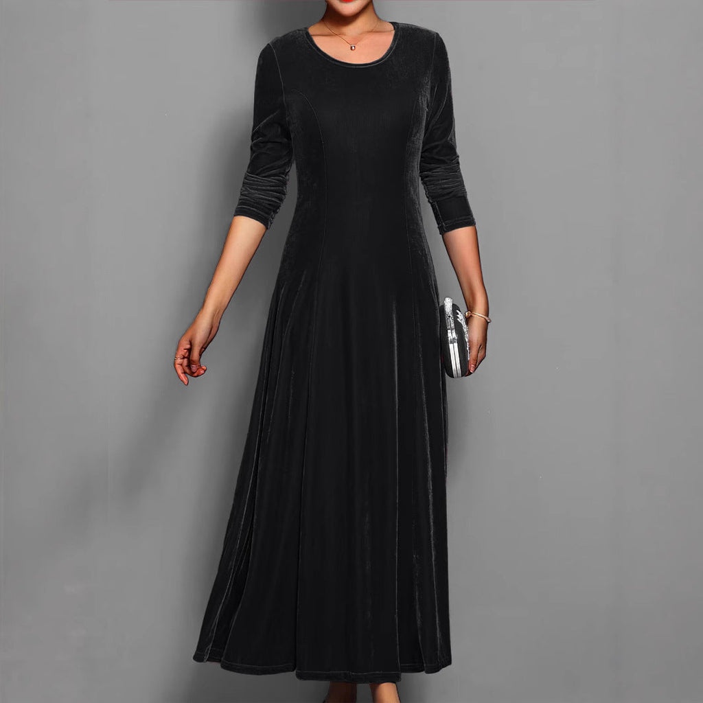 Spring Autumn Elegant Velvet Dress Women Clothing