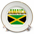 3dRose MacDonald Creative Studios – Caribbean - The green, yellow, and black national flag of the island of Jamaica. - Plates