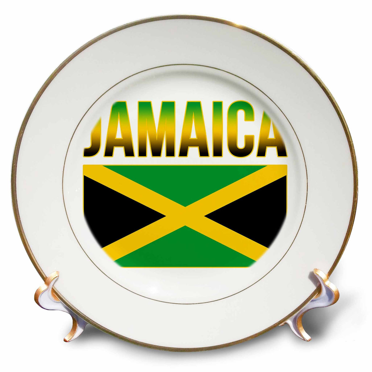 3dRose MacDonald Creative Studios – Caribbean - The green, yellow, and black national flag of the island of Jamaica. - Plates