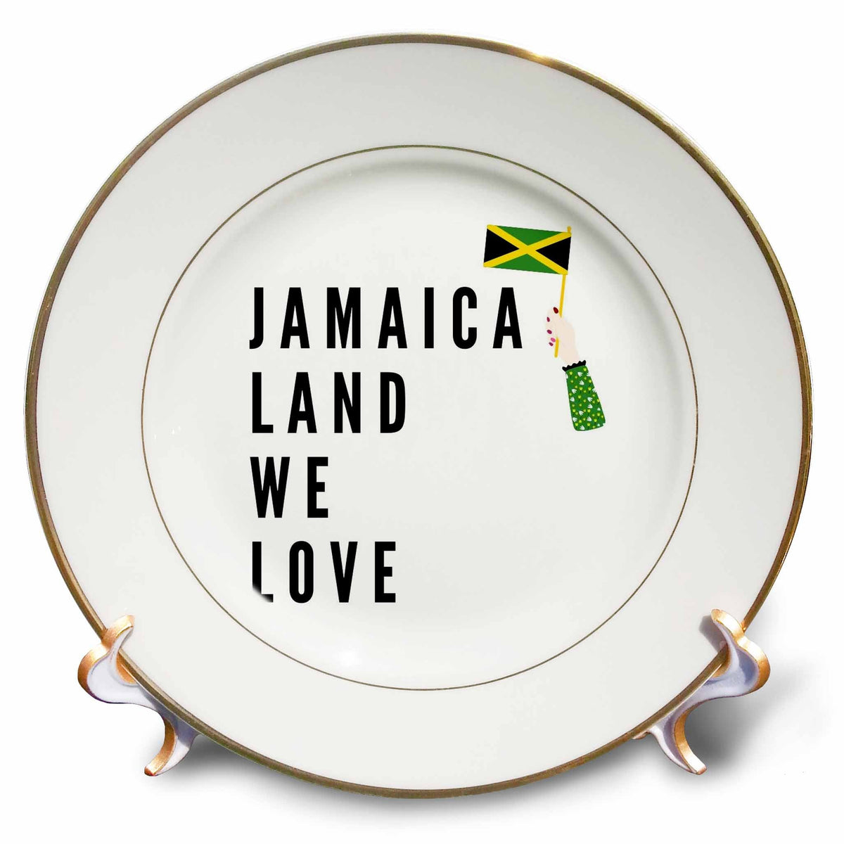 3dRose Image of The Words Jamaica Land we Love with Jamaican Flag - Plates (cp-361809)